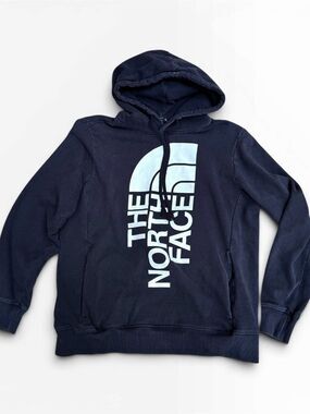 TNF North Face Classic Hoodie Black White Logo Hooded Sweatshirt Women's Medium